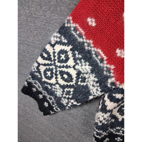 North Crest Womens Sweater Large Red Black Fair Isle Nordic Cardigan Holiday VTG - Picture 5 of 11